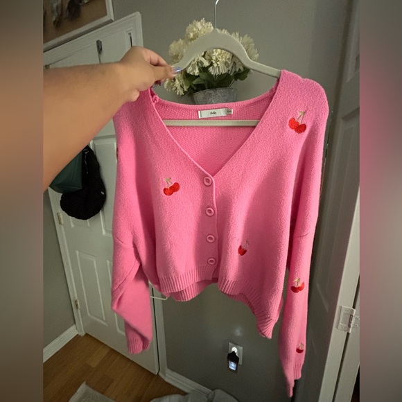 Adika Pink Cherry Cardigan Top - Picture 2 of 3